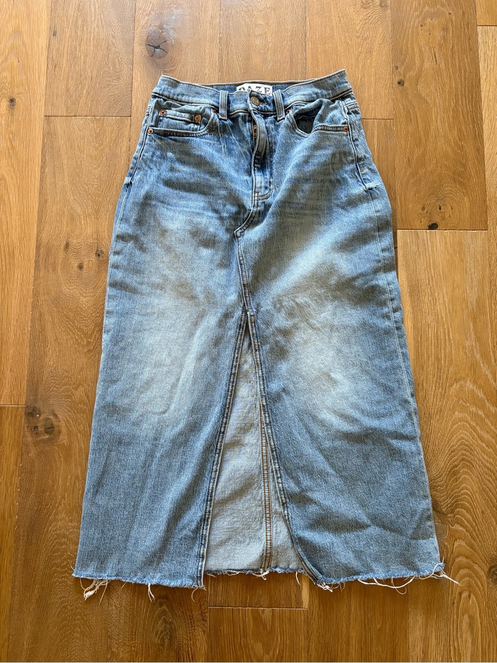 Daze Denim Maxi Skirt with Front Slit